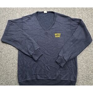 VTG '80s Champion Blue Notre Dame FMen's V Neck Sweater Sz M USA Preppy Ivy